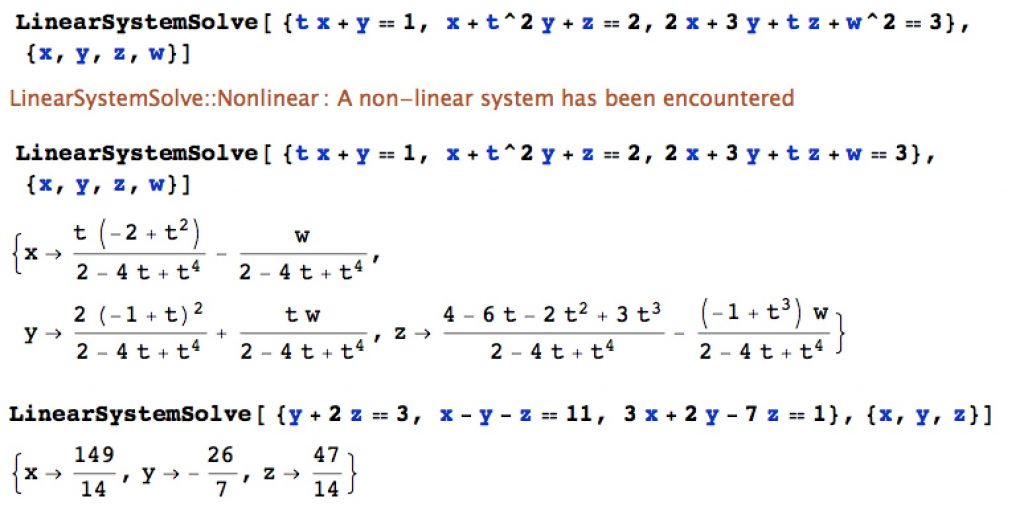 Dr. Moretti's Mathematica Notebooks Linear and Abstract Algebra