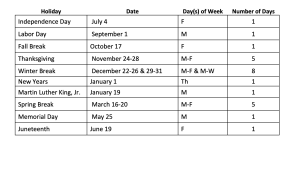 Holiday Schedule