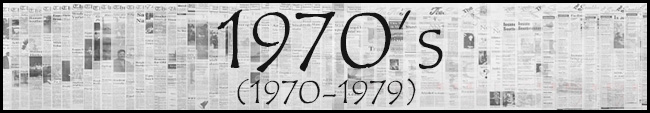 Newsprint background with text in foreground stating the link goes to the 1970's (1970-1979) page for archived newspapers.