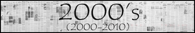 Newsprint background with text in foreground stating the link goes to the 2000's  (2000-2010) page for archived newspapers.