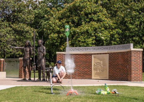 Students setting up a device