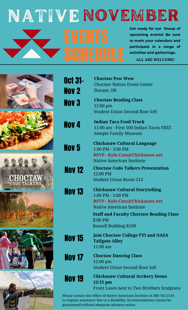 Native November schedule of events