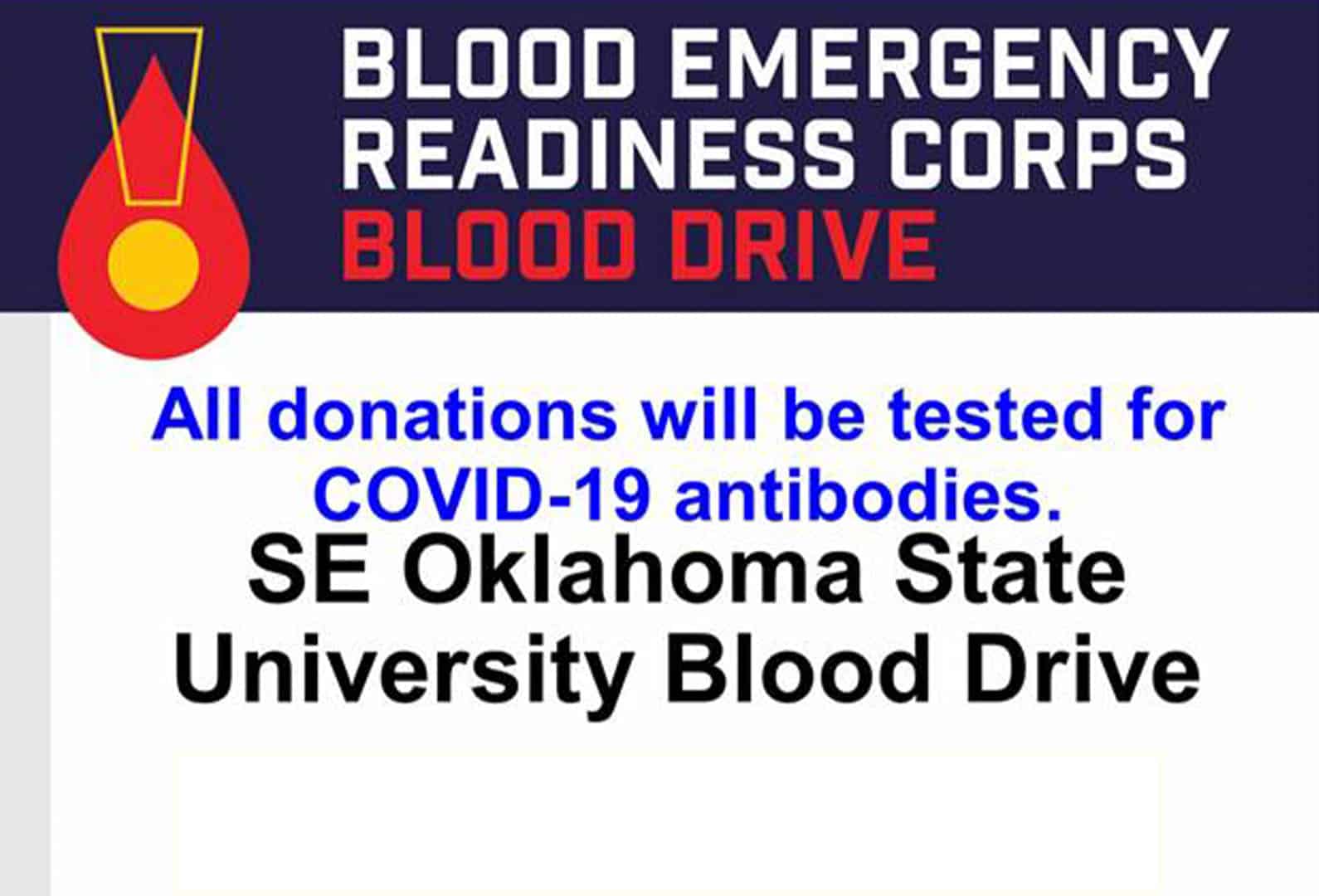 Blood Emergency Readiness Corps Blood Drive Southeastern Oklahoma