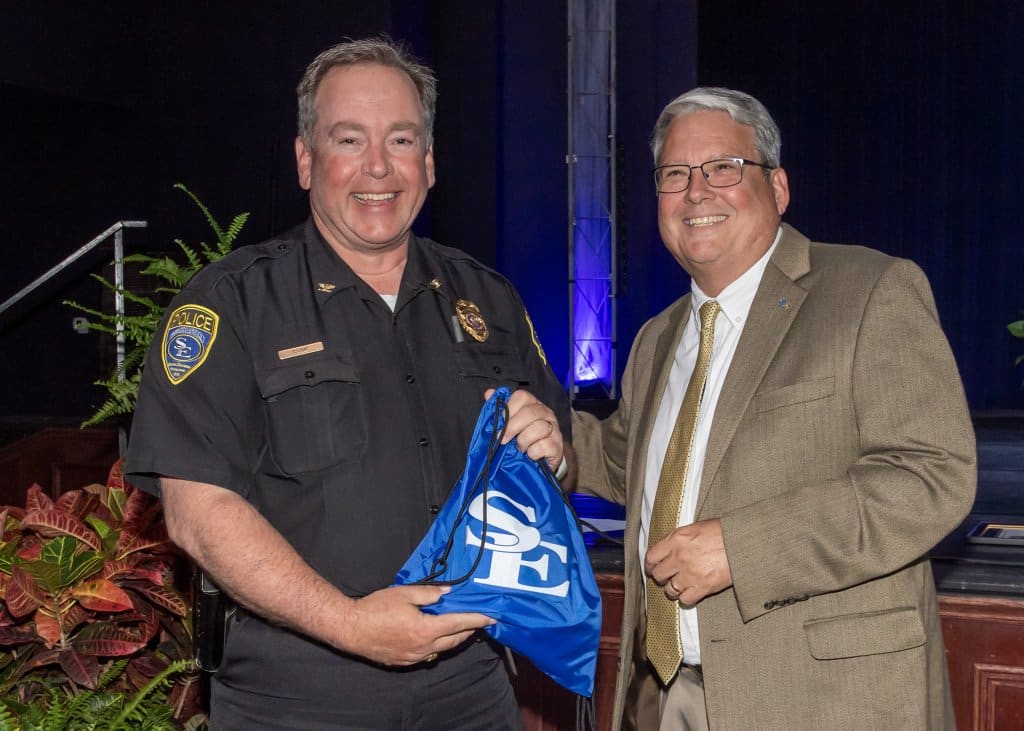 SE Police Chief Durward Cook and President Dr. Thomas Newsom
