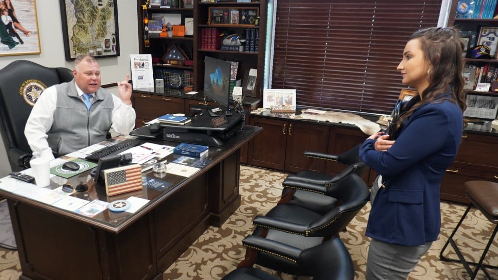 Jill Scott meeting with Rep Burns in his office