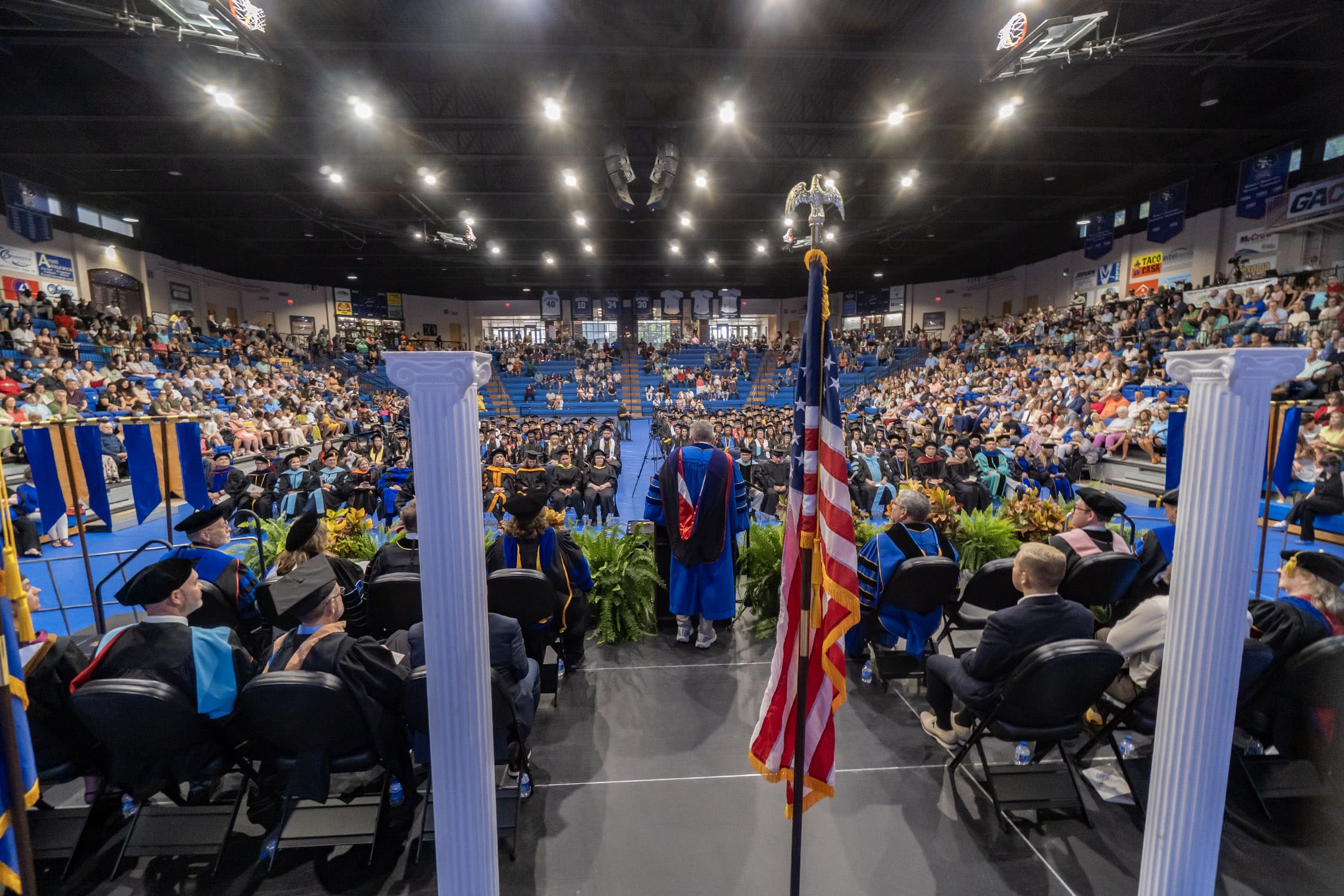 A photo of the crowd at the summer 2025 Southeastern Oklahoma State University commencement ceremony