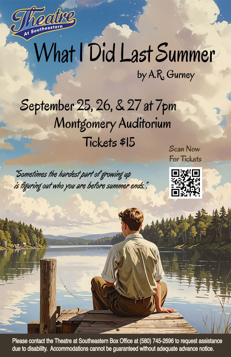 What I Did Last Summer A poster for the play "What I Did Last Summer" with a boy sitting on the dock of a lake looking at a cloudy sky