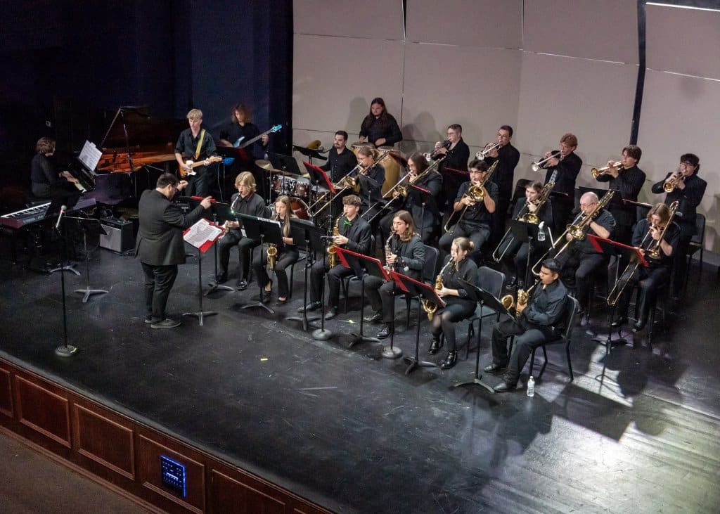 The 2024 Southeastern jazz ensemble performs on stage