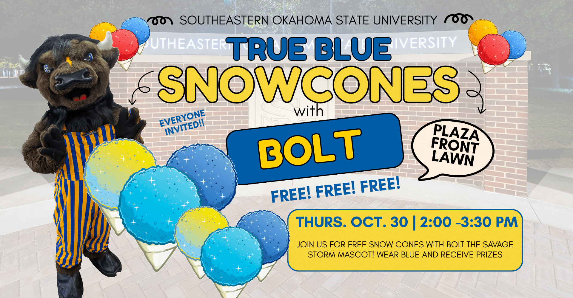 True Blue Snow Cones event flyer