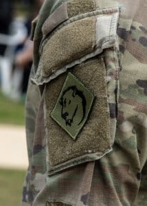 A military patch on a uniform