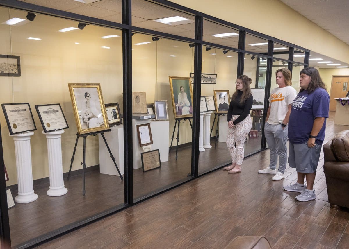 Kate Zaneis School donates items to Southeastern for library display banner