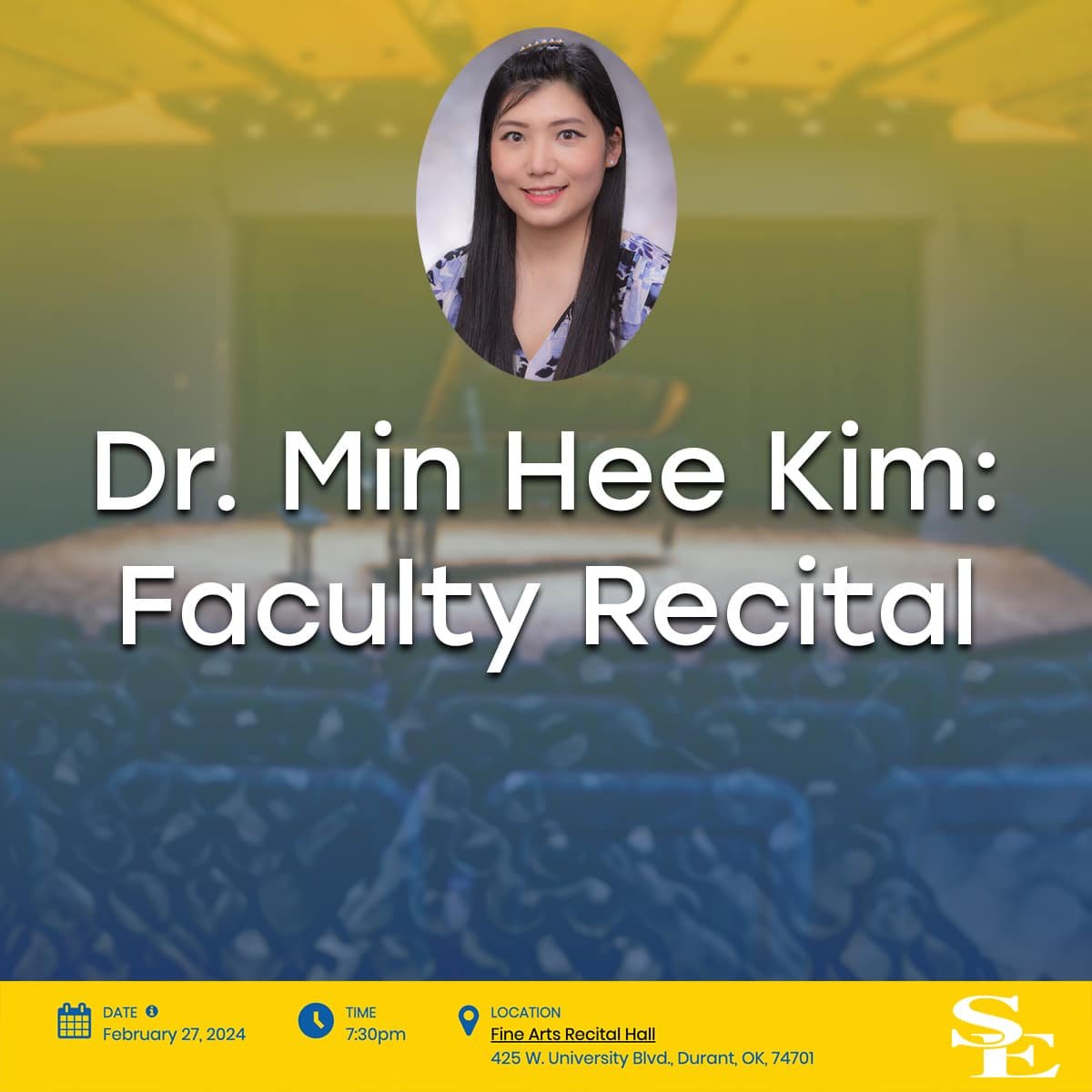 Dr. Min Hee Kim, Faculty Recital banner