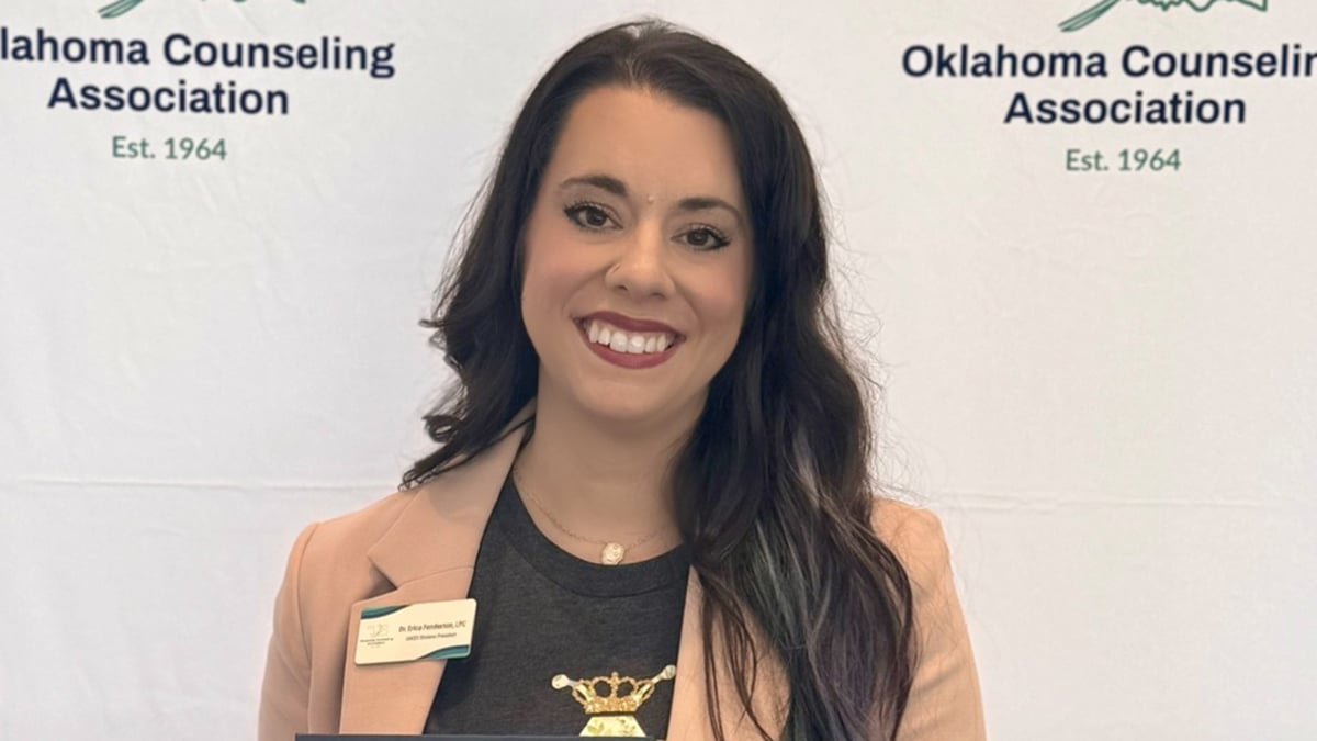 Faculty in the News: Dr. Erica Fenderson named 2025 Counselor of the Year by Oklahoma Counseling Association banner