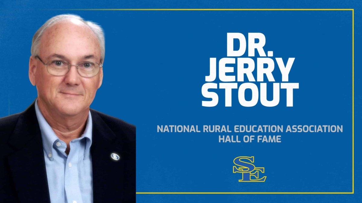 Dr. Jerry Stout inducted into National Rural Education Association Hall of Fame  banner