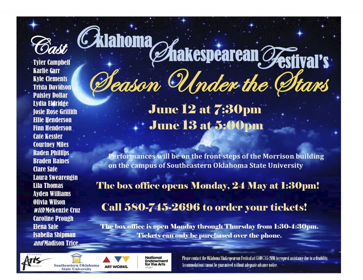 Oklahoma Shakespearean Festival’s Season Under the Stars banner