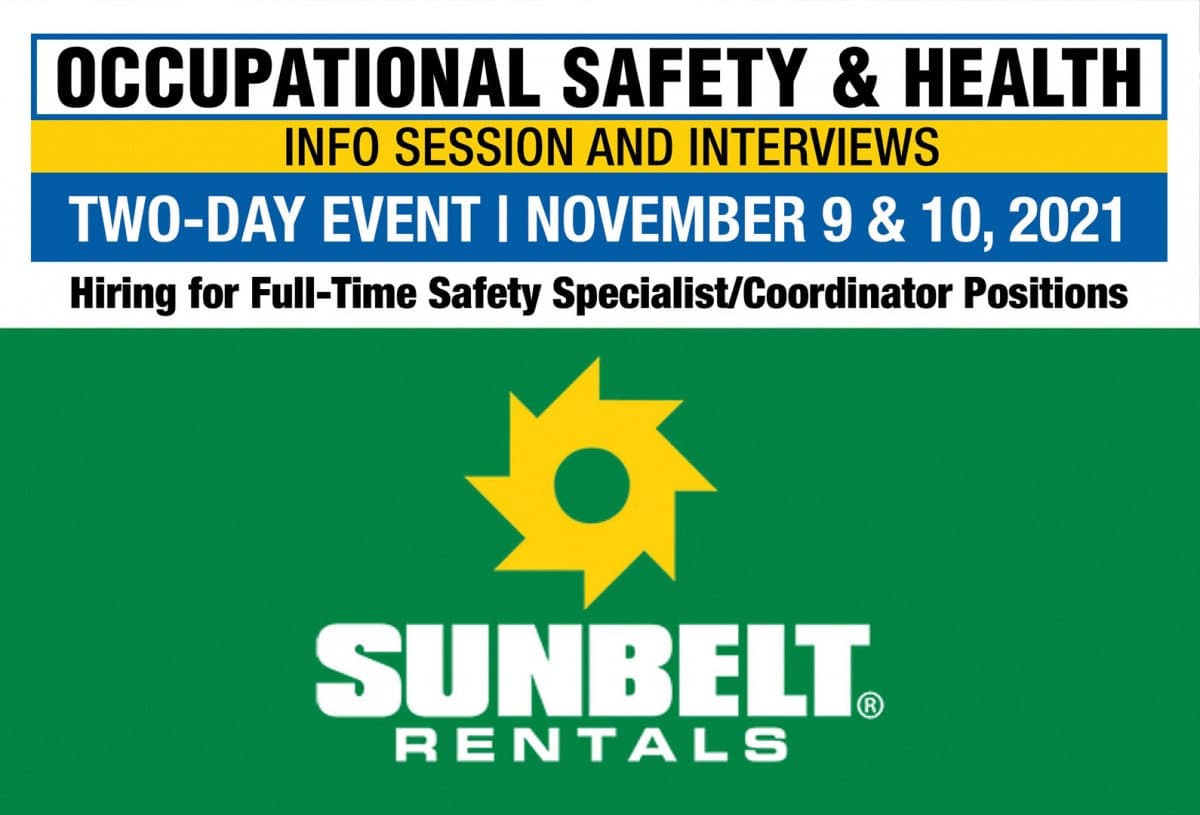 Occupational Safety & Health Info Session and Interviews – Sunbelt Rentals banner
