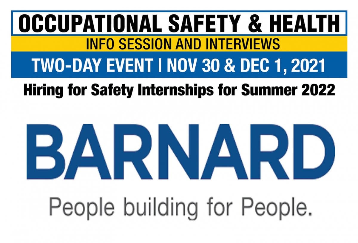 Occupational Safety & Health Info Session and Interviews – Barnard Constructions banner