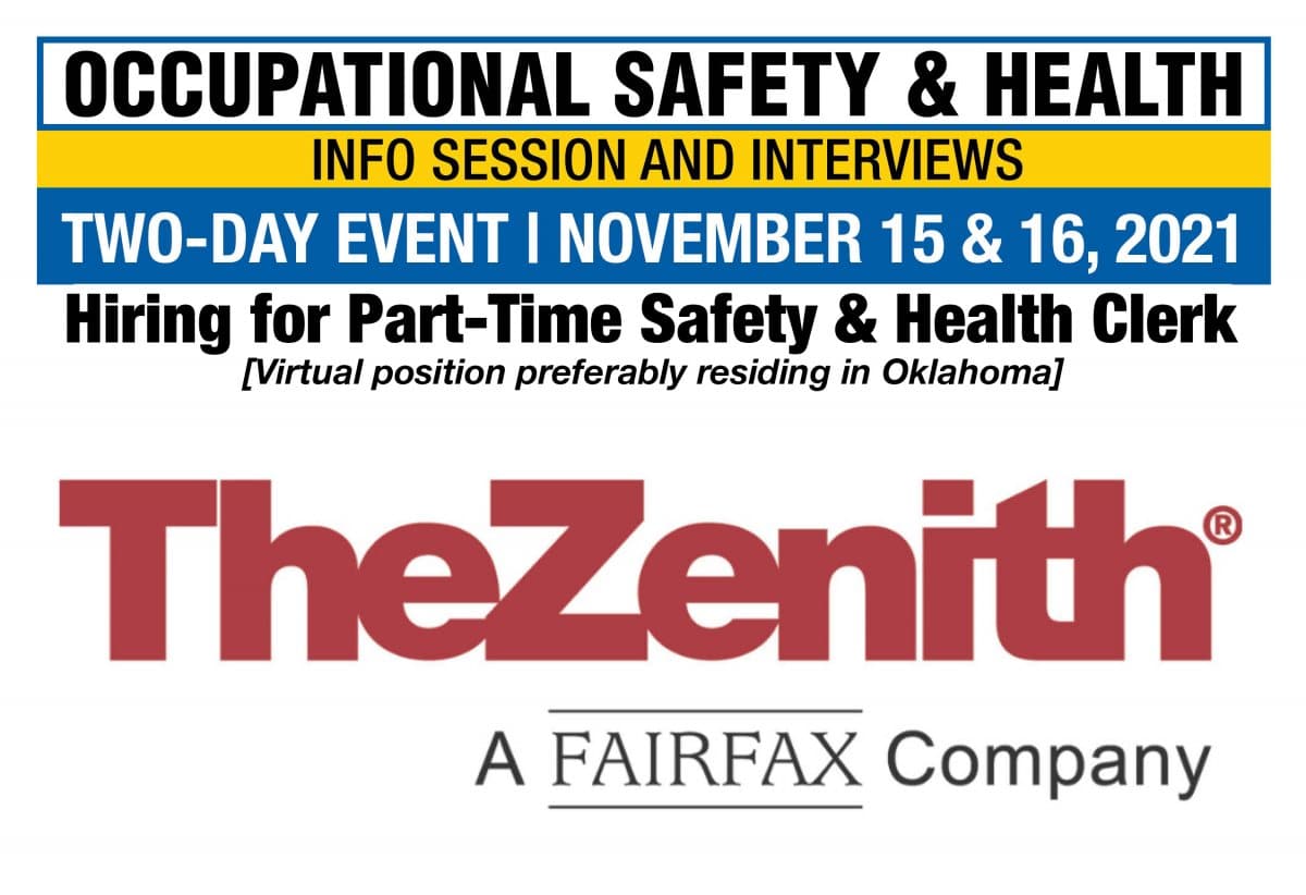 Occupational Safety & Health Info Session and Interviews – Zenith banner