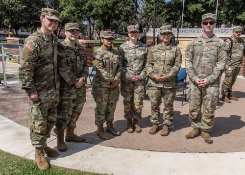 Military personnel in camouflage uniforms 